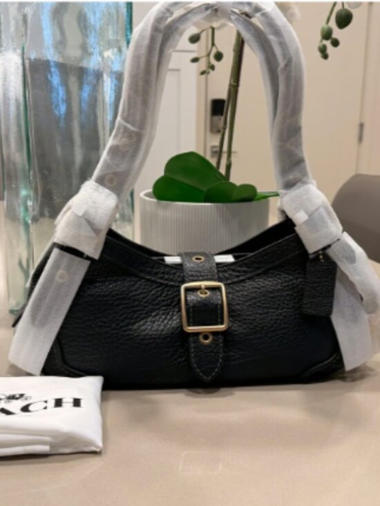 Coach Handbags - Coach Drifter Shoulder Bag 31 2026 in Brass/Black Textured Pebble Leather NWT